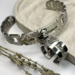 ست دستبند و انگشتر ARMANI استیل خارجی رنگ مشکی طلایی - Image 2