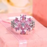 انگشتر ادا جواهری گل صورتی فری سایز - Image 4