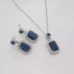 نیم ست جواهری نگین سورمه ای یاقوتی - Image 3