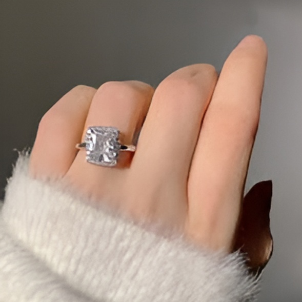 4656356 انگشتر دخترانه مینیمال مدل مربعی - Image 1