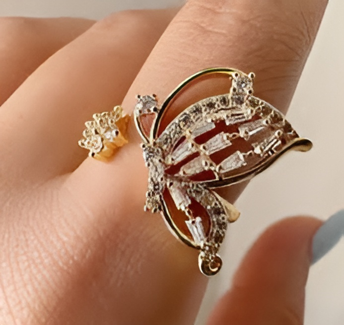 752335 انگشتر دخترانه مدل پروانه نگین دار - Image 1