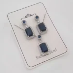 نیم ست جواهری نگین سورمه ای یاقوتی - Image 2