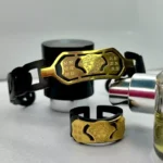 ست دستبند و انگشتر ورساچه استیل خارجی رنگ مشکی طلایی - Image 3