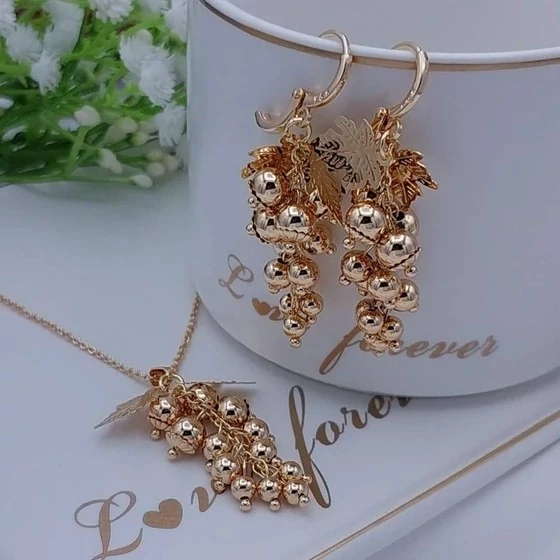 874874 نیم ست طلا روس طرح انگور وای اس ایکس - Image 1