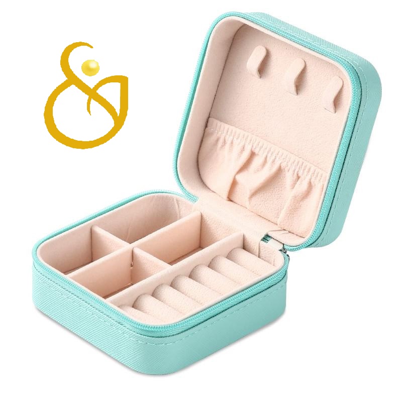 32323244 کیف جواهرات با روکش طرح چرمی مسافرتی رنگ فیروزه ای - Image 1