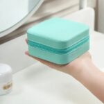 کیف جواهرات با روکش طرح چرمی مسافرتی رنگ فیروزه ای - Image 3