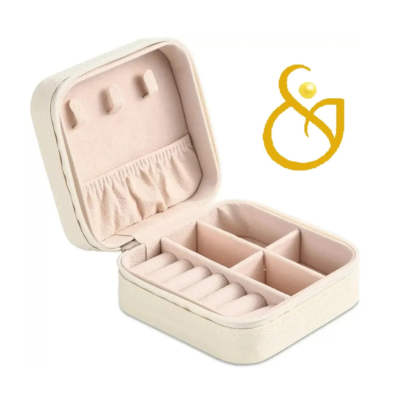 4064646_11zon_11zon کیف جواهرات با روکش طرح چرمی مسافرتی رنگ سفید - Image 1