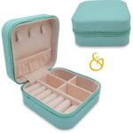 کیف جواهرات با روکش طرح چرمی مسافرتی رنگ فیروزه ای - Image 4