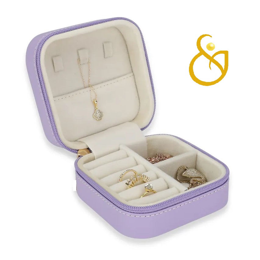 80078 کیف جواهرات با روکش طرح چرمی مسافرتی رنگ بنفش - Image 1