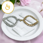 ست دستبند کارتیر مگنتی دوستی مدل قلب طلایی و نقره ای - Image 3