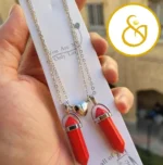 ست گردنبند منشوری دو عددی رنگ قرمز - Image 3