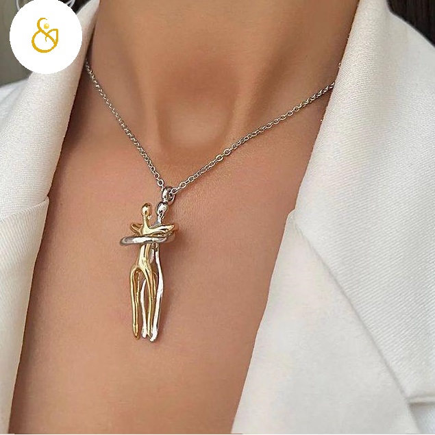 890146 گردنبند آغوش ( بغل ) استیل تک رنگ نقره ای - Image 1